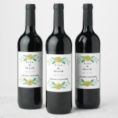 Gele Floral Greenery Foliage Wedding Wine Labels Wijn Etiket (Flessen)