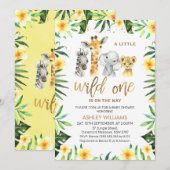 Gele Floral Greenery Safari Wild Eén Baby shower Kaart (Voorkant / Achterkant)