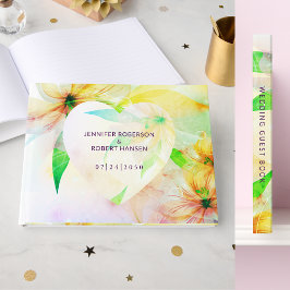 Gele Floral Heart Dewdrups Weddenschap Gastenboek