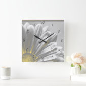 Gele Floral Highlight Square Clock Vierkante Klok (Huis)