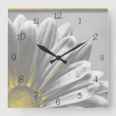 Gele Floral Highlight Square Clock Vierkante Klok (Voorkant)