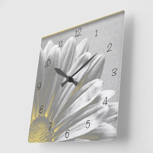 Gele Floral Highlight Square Clock Vierkante Klok (Hoek)