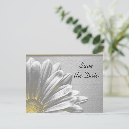 Gele Floral hoogtepunten Weddenschap Opslaan Datum Aankondigingskaart (Staand voorkant)