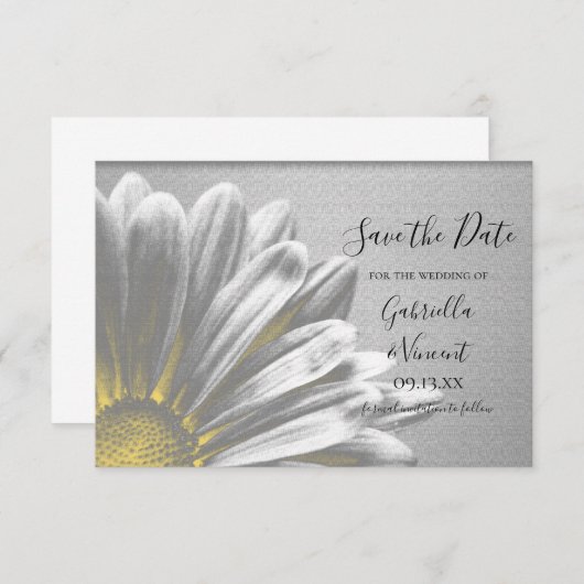 Gele Floral hoogtepunten Weddenschap Opslaan Datum Save The Date (Voorkant / Achterkant)
