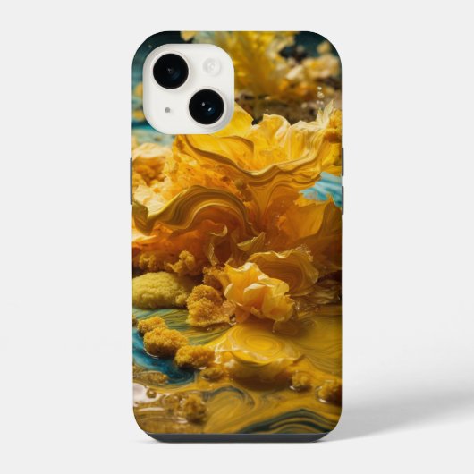 Gele Floral iPhone Hoesje (Achterkant)