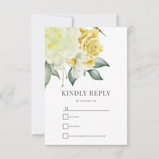 Gele Floral | Kaart RSVP-weddenschap (Voorkant)
