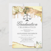 Gele Floral Law School Graduparty Kaart (Voorkant)