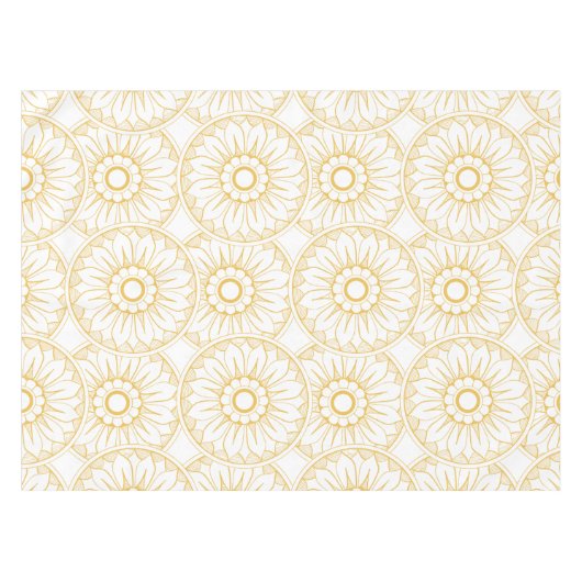 Gele  Floral Medallion Pattern Tafelkleed (Voorkant (Horizontaal))