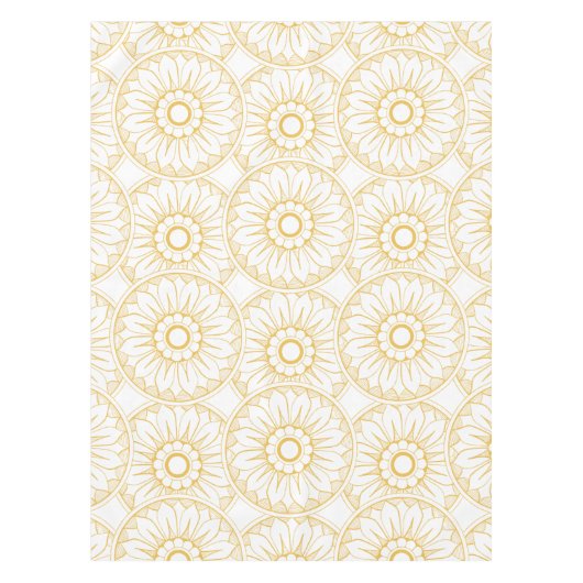 Gele Floral Medallion Pattern Tafelkleed (Voorkant)