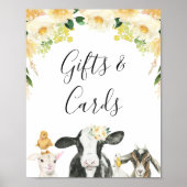 Gele Floral Oink Moo Neigh Boerderij Baby shower S Poster (Voorkant)