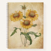 Gele Floral Old Journal Style Sketchbook Notitieboek (Voorkant)
