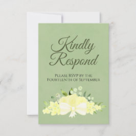 Gele Floral op Sage Green Kindly Reageren Weddensc RSVP Kaartje