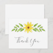 Gele Floral Pen en Waterverf Bedankkaart (Voorkant / Achterkant)