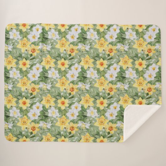 Gele Floral Sherpa Deken (Voorkant (horizontaal))