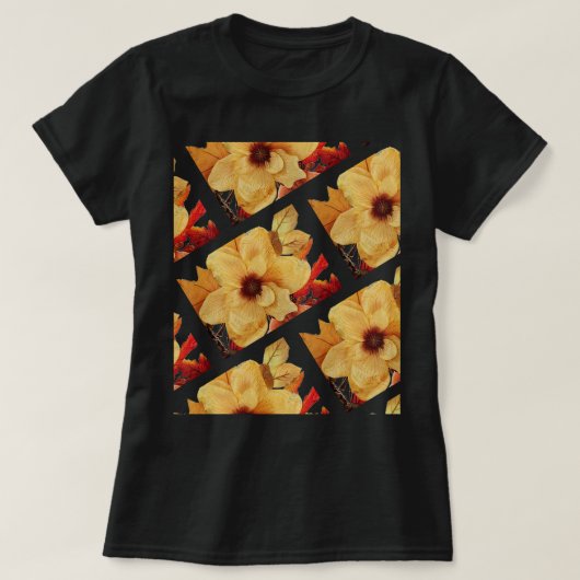 Gele Floral T Shirt helder en  (Design voorkant)