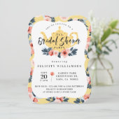 Gele Floral Tea Party Bridal Shower Kaart (Staand voorkant)