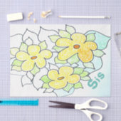 Gele Floral Tissue Tissuepapier (Craft)