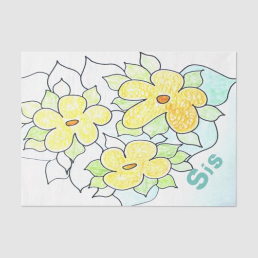Gele Floral Tissue Tissuepapier (Voorkant)