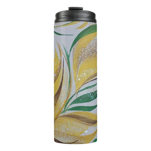 Gele Floral Tumbler Thermosbeker (Voorkant)