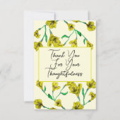 Gele Floral Waterverf Wedding Bedankkaart (Voorkant)