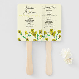Gele Floral Waterverf Wedding Handwaaier