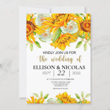 Gele Floral Waterverf Wedding Invitation