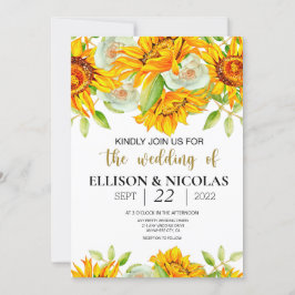Gele Floral Waterverf Wedding Invitation