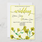 Gele Floral Waterverf Wedding Kaart (Voorkant)