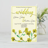 Gele Floral Waterverf Wedding Kaart (Staand voorkant)