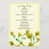Gele Floral Waterverf Wedding Programmakaart (Achterkant)