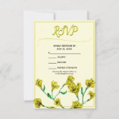 Gele Floral Waterverf Wedding RSVP Kaartje (Voorkant)