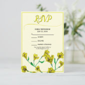 Gele Floral Waterverf Wedding RSVP Kaartje (Staand voorkant)