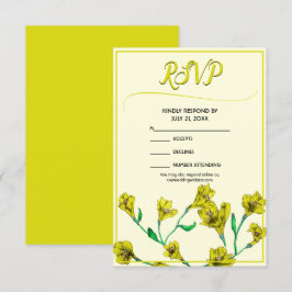 Gele Floral Waterverf Wedding RSVP Kaartje