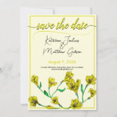 Gele Floral Waterverf Wedding Save The Date (Voorkant)