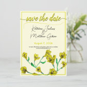 Gele Floral Waterverf Wedding Save The Date (Staand voorkant)