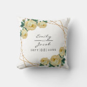 Gele Floral Wed Elegant Gold Glitter Geometric Kussen (Voorkant)