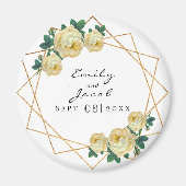 Gele Floral Wed Elegant Gold Glitter Geometric Magneet (Voorkant)
