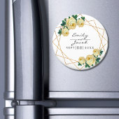 Gele Floral Wed Elegant Gold Glitter Geometric Magneet