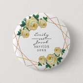 Gele Floral Wed Elegant Gold Glitter Geometric Ronde Button 5,7 Cm (Voorkant)