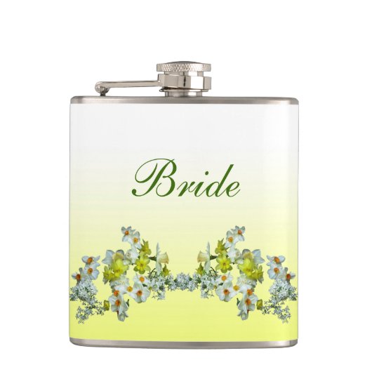 Gele Floral Wedding Brides Heupfles (Voorkant)
