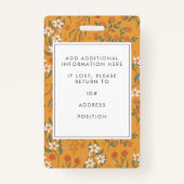  Gele Floral Werknemer Foto ID Sjabloon Badge (Achterkant)