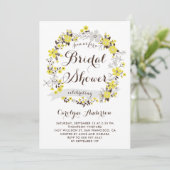 Gele Floral Wreath Bridal Shower Kaart (Staand voorkant)