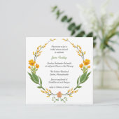 Gele Floral Wreath Invitation Kaart (Staand voorkant)