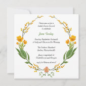 Gele Floral Wreath Invitation Kaart (Voorkant)