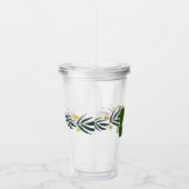 Gele Floral Wreator Initiaal Monogram Naam Acryl Drinkbeker (Rechts)