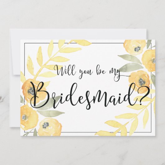 Gele Floral zal je zijn mijn Bridesmaïde Kaarten (Voorkant)