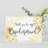 Gele Floral zal je zijn mijn Bridesmaïde Kaarten (Staand voorkant)