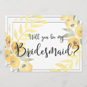 Gele Floral zal je zijn mijn Bridesmaïde Kaarten (Voorkant / Achterkant)