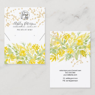 Gele florale logo gouden sieraden oorbel ketting visitekaartje
