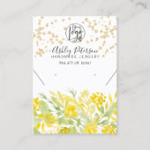 Gele florale logo gouden sieraden oorbel ketting visitekaartje (Voorkant)